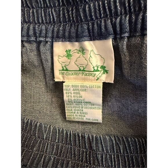 Quacker Factory Denim/Chambray 2-Pc Skirt & Top Holiday Snowman Set Sz. S - Picture 13 of 14